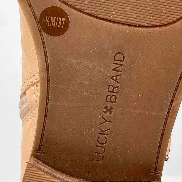 Lucky Brand Booties Beige Leather Ankle Boots Western Cowgirl Boho Cottage 6.5 - Picture 15 of 17